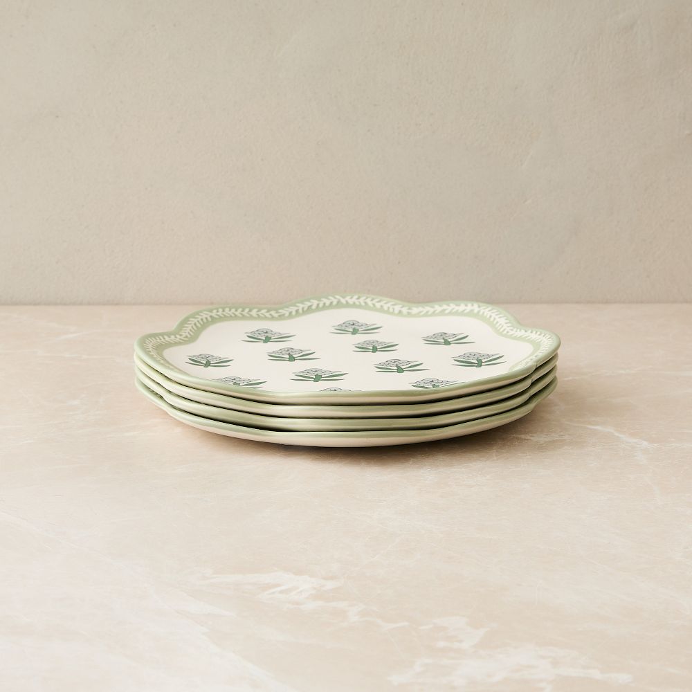 Wiggle Salad Plate Sets - Printed Alabaster, Set of 4