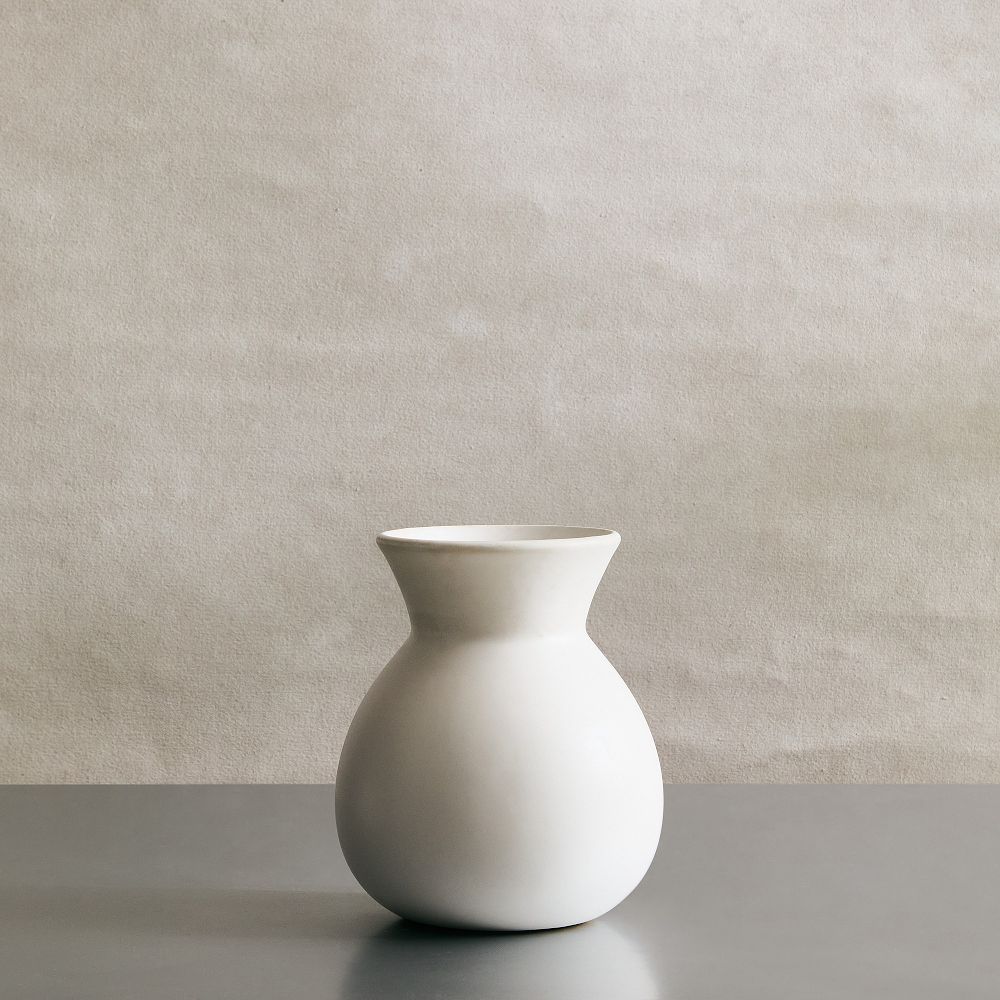 Pure White Matte Ceramic Vases - Sack, 8 Inches