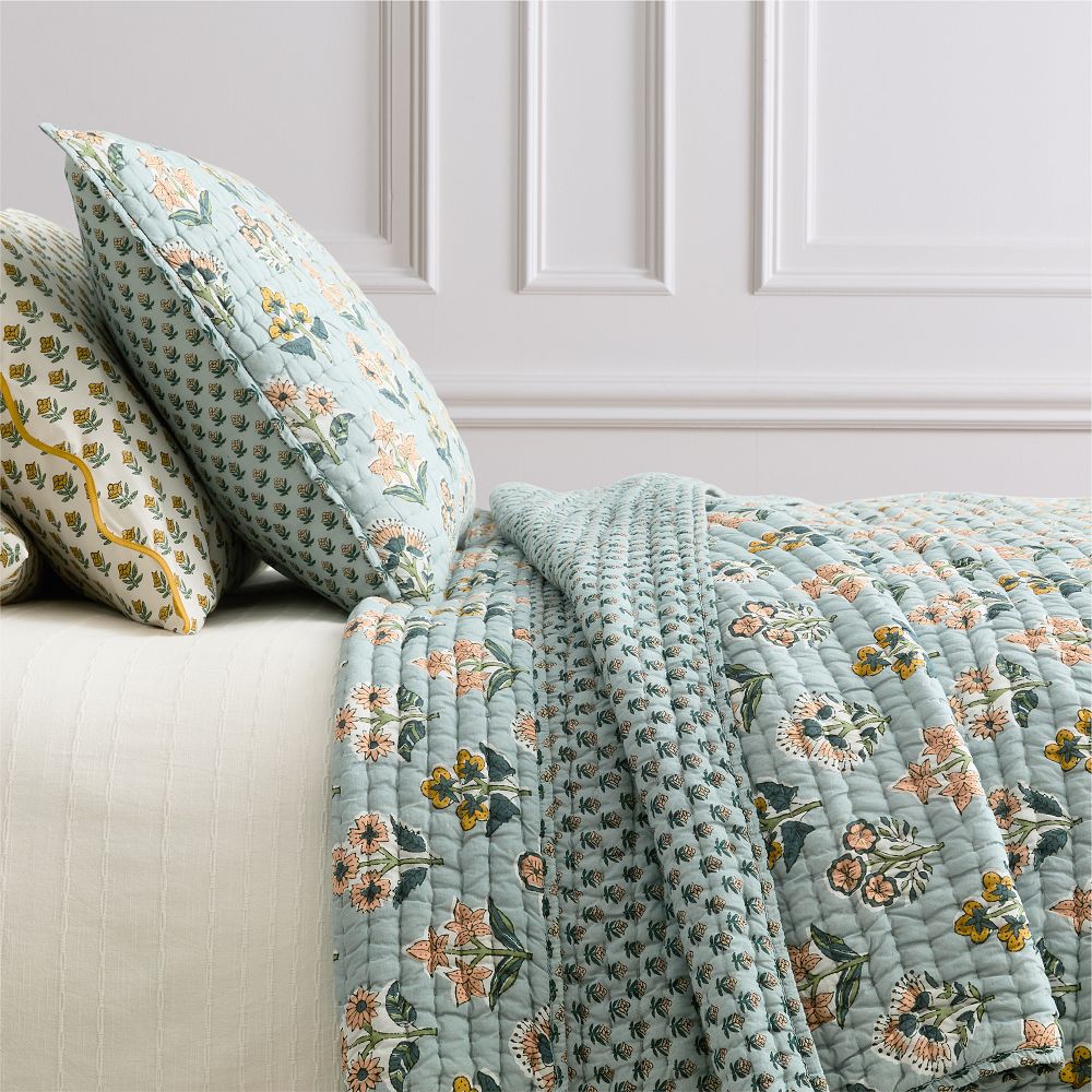 Blossom Quilt & Shams - King/Cal. King, Mist Blue