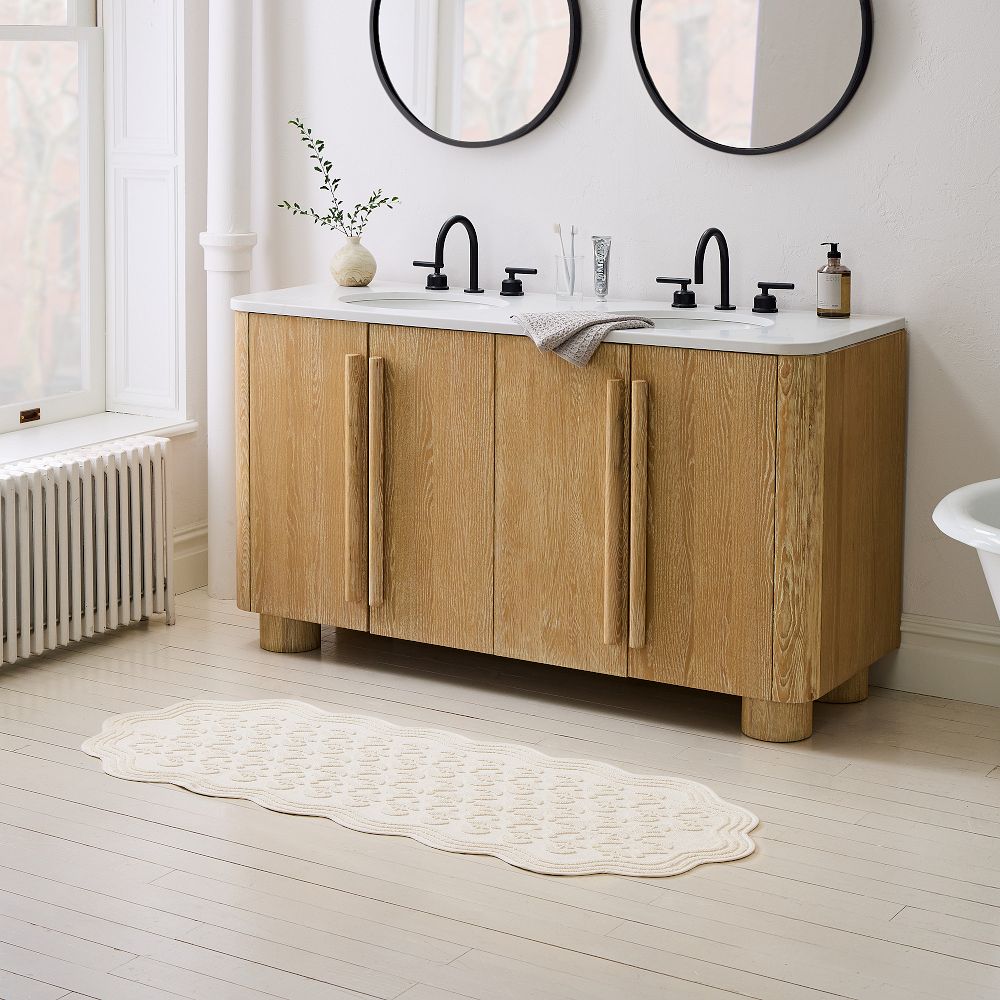 Thistle Jacquard Bath Mat - Runner, Alabaster