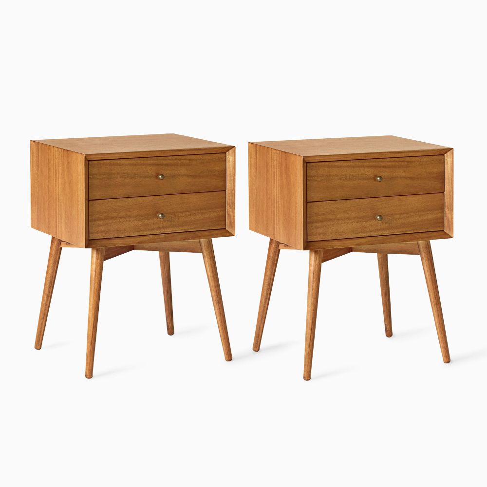 Mid-Century Nightstand 18" - Acorn, Set of 2
