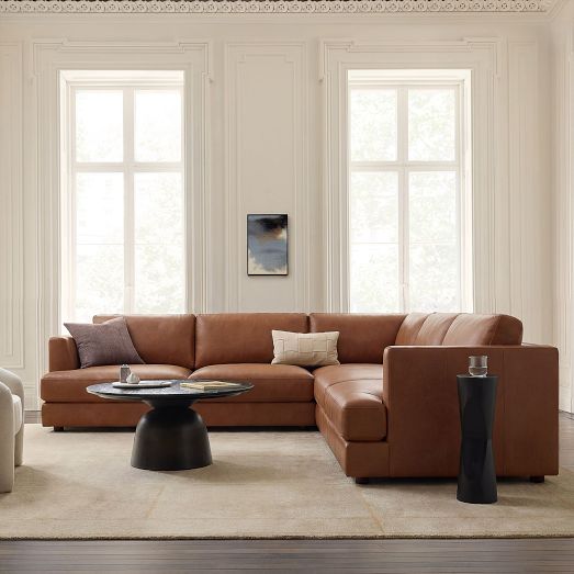 Haven Leather 3-Piece L-Shaped Sectional (106") by West Elm