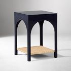 Open Box: Archibald Lacquer &amp; Rattan Side Table (16") - Navy Lacquer, Cane