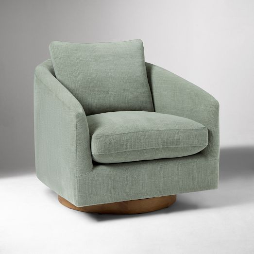 Imogene Swivel Chair, Soft & FSC® Wood | West Elm