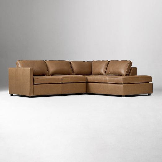 Harris Leather 2-Piece Sleeper Sectional w/ Bumper Chaise (111") by West Elm