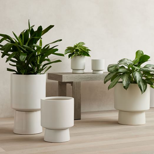 Fluted Ceramic Indoor/Outdoor Planters | West Elm