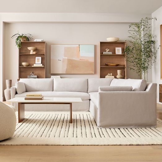Marin Skirted Slipcover 3-Piece L-Shaped Sectional (114")