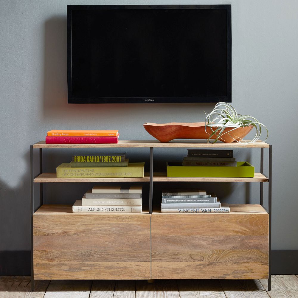 Industrial Solid Wood Modular Media Console (49") by West Elm