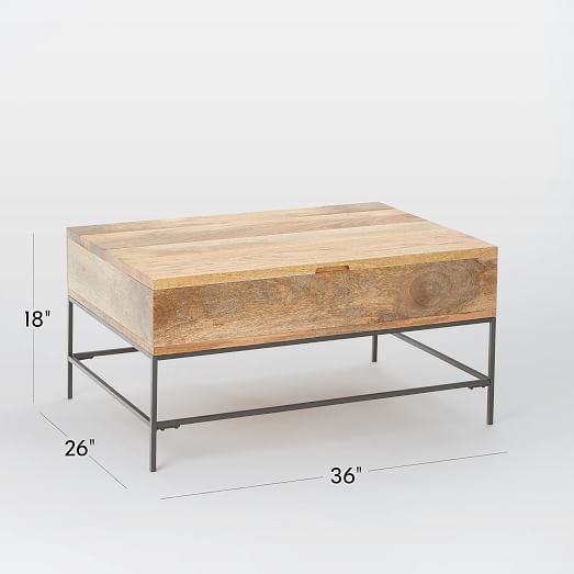 Industrial Storage Pop-Up Coffee Table | Modern Living Room 