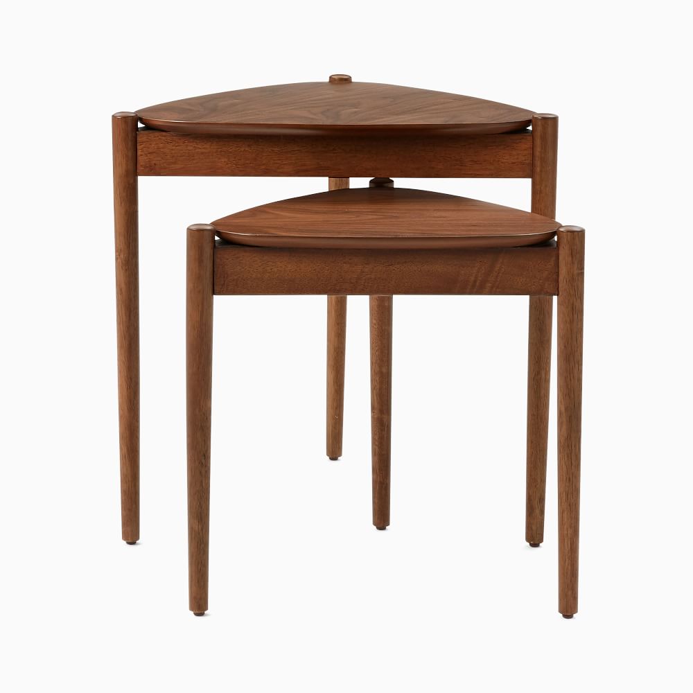 Retro Tripod Nesting Side Tables (18.5"–22.5") - Set of 2 - Walnut