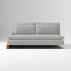 Open Box: Harmony Extra Deep Armless Double Bench - Performance Chenille Tweed Storm Gray, Walnut
