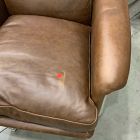Open Box: Kristoff Leather Swivel Chair - Weston Leather Molasses, Polished Stainless Steel