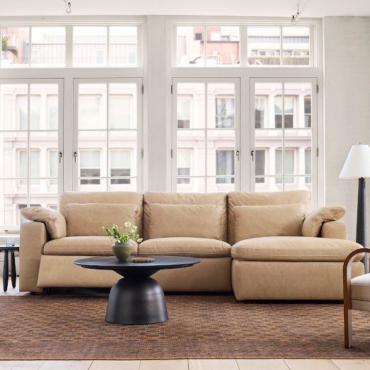 Harmony Modular Leather Reclining 3-Piece Chaise Sectional (117") by West Elm