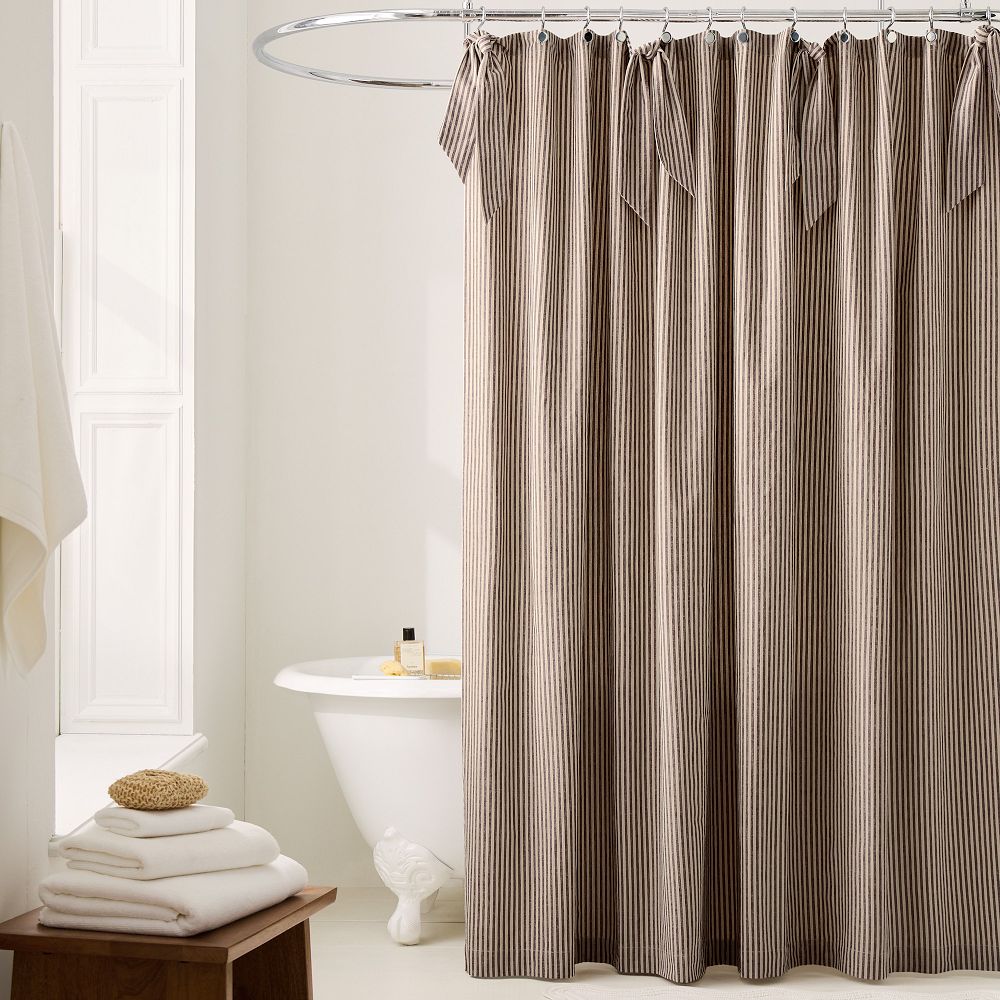 Pierce & Ward Cotton Linen Stripe Shower Curtain