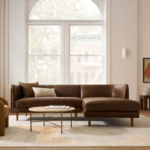 Marcel Leather 2-Piece Chaise Sectional (95"–105")