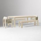 Telluride Aluminum Outdoor Extendable Table (60"&ndash;85"), Telluride Benches (66") &amp; Porto Aluminum Arm Dining Chairs Set