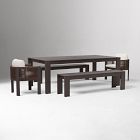 Telluride Aluminum Outdoor Extendable Table (60"&ndash;85"), Telluride Benches (66") &amp; Porto Aluminum Arm Dining Chairs Set