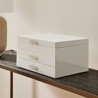 Open Box: Mid Century Loft Jewelry Box, Grand, (7.25"H) - White Lacquered, Nickel Hardware
