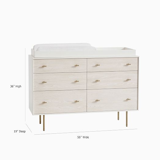Modernist Dresser with Removable Topper Pack, 6 Drawers, White + Winter Wood, WE Kids, West Elm Modernist Dresser with Removable Topper Pack, 6 Drawers, White + Winter Wood, WE Kids, West Elm