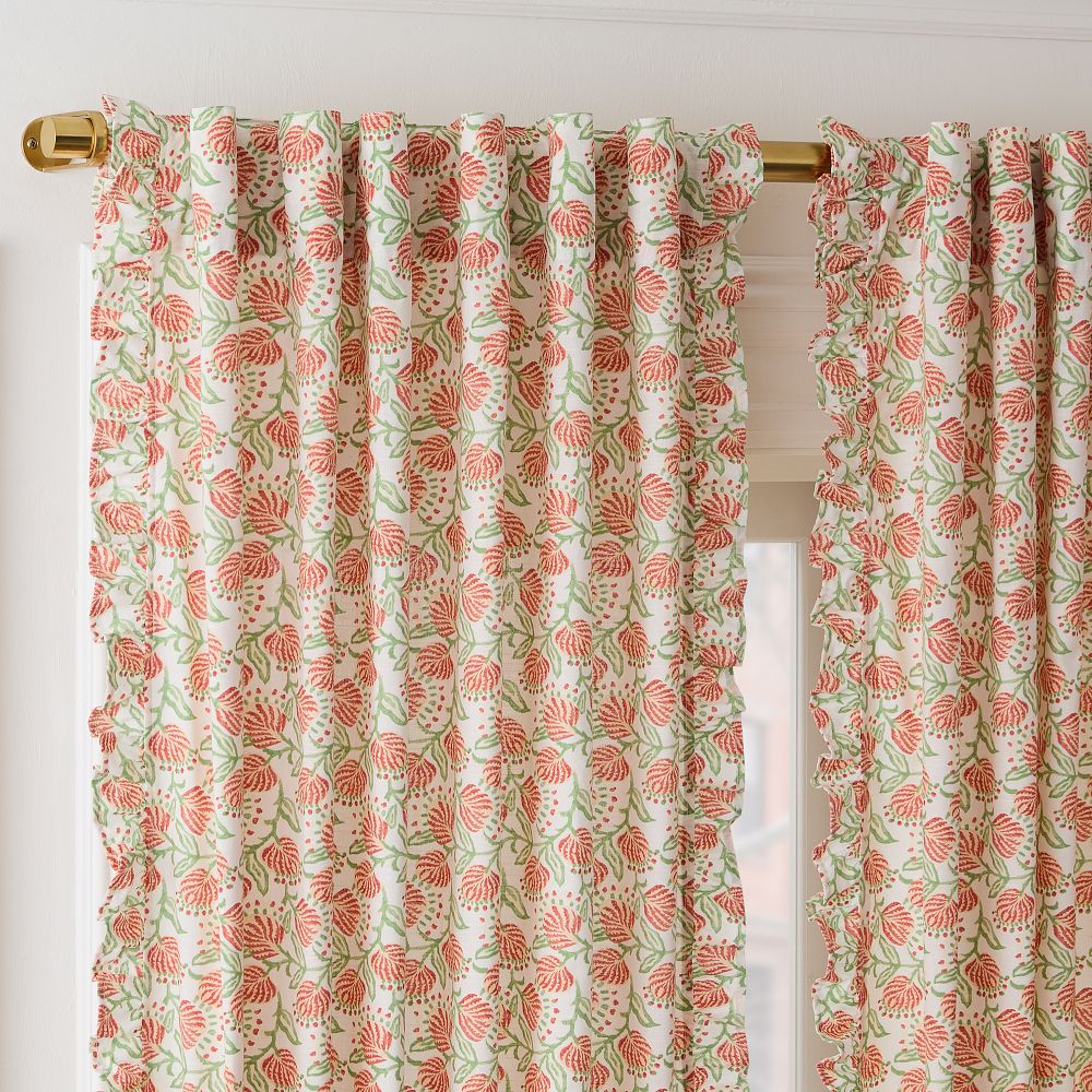 Vine Floral Ruffle Curtain by West Elm