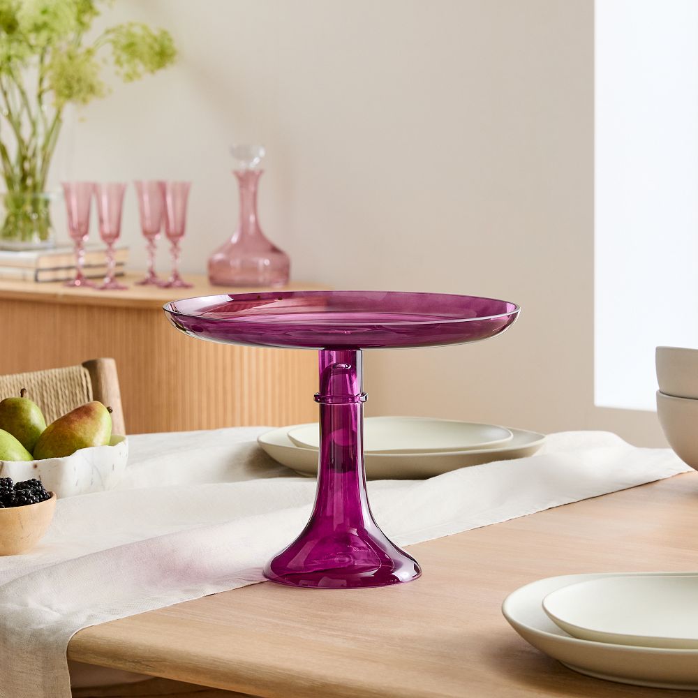 Estelle Colored Glass Cake Stand & Dome