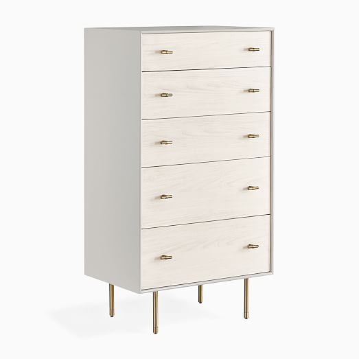 modernist wood lacquer 5 drawer dresser winter wood Modernist (28") Wood + Laquer 5-Drawer Dresser, Winter Wood