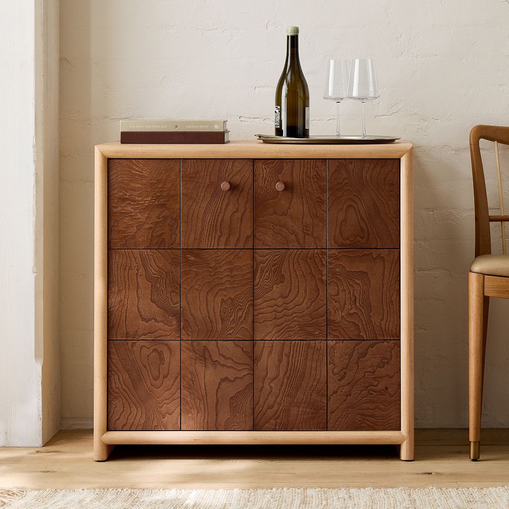 Kyran Wood & Burl Bar Cabinet (31") by West Elm