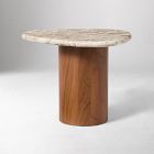 Alora Solid Wood &amp; Marble Side Table (22")