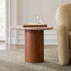 Alora Solid Wood &amp; Marble Side Table (22")