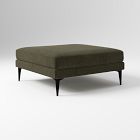 Open Box: Andes Ottoman (39") - Performance Distressed Velvet Juniper, Dark Pewter