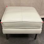 Open Box: Axel Leather Ottoman (28") - Sierra Leather Snow, Burnished Bronze