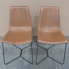 Open Box: Slope Leather Dining Chair, Set of 2 - Nut Leather Saddle, Charcoal