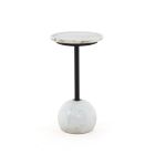 Open Box: Maspeth Drink Table (10") - Polished White Marble, Dark Kettle Black