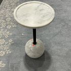 Open Box: Maspeth Drink Table (10") - Polished White Marble, Dark Kettle Black