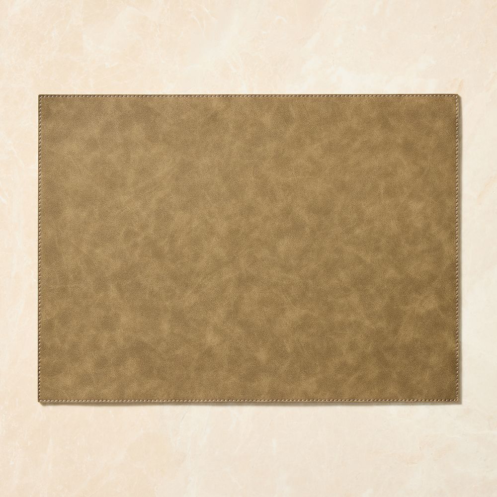 Easy-Care Rectangle Faux Leather Placemat Sets - Set of 8, Brown