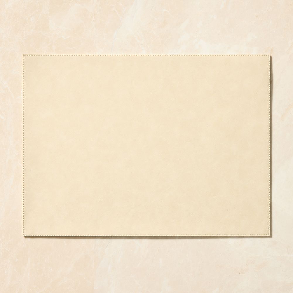 Easy-Care Rectangle Faux Leather Placemat Sets - Set of 4, Ivory