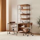 Industrial Solid Wood Storage Peninsula Desk (64")
