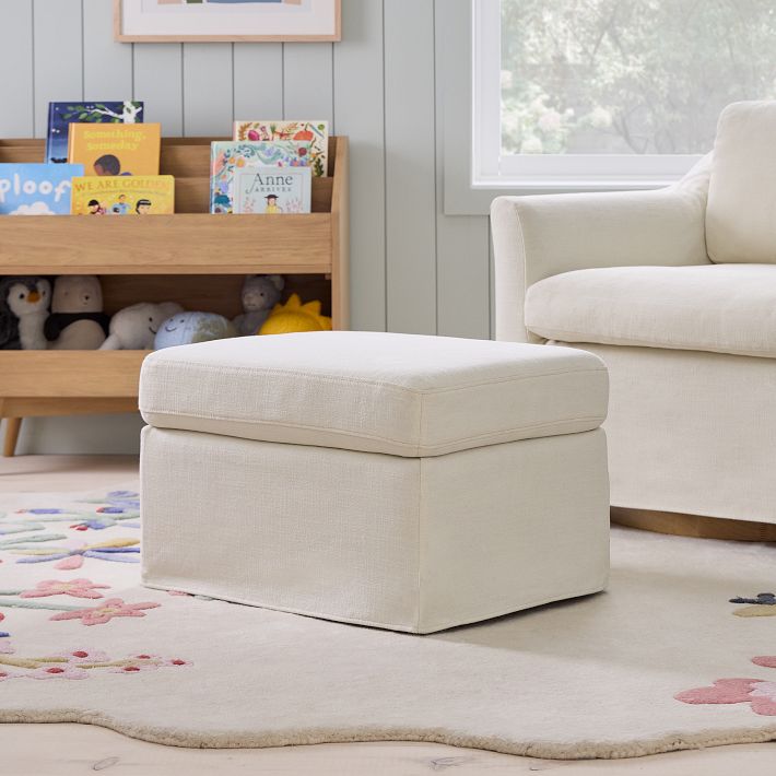 Olivia Slipcover Storage Ottoman | West Elm