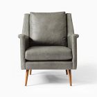 Carlo Leather Mid-Century Chair - Wood Legs