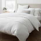 Open Box: European Flax Linen Pom Pom Duvet Cover, Full/Queen - White