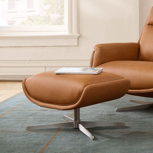 Kristoff Leather Swivel Ottoman | West Elm