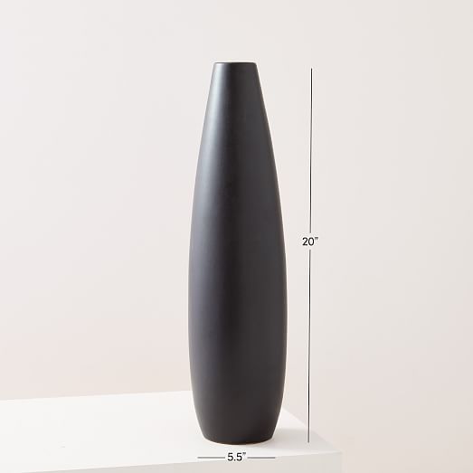 Pure Black Ceramic Vase, Small Raindrop, 8.6
