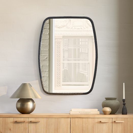 Organic Textured Metal Rectangle Wall Mirror by West Elm