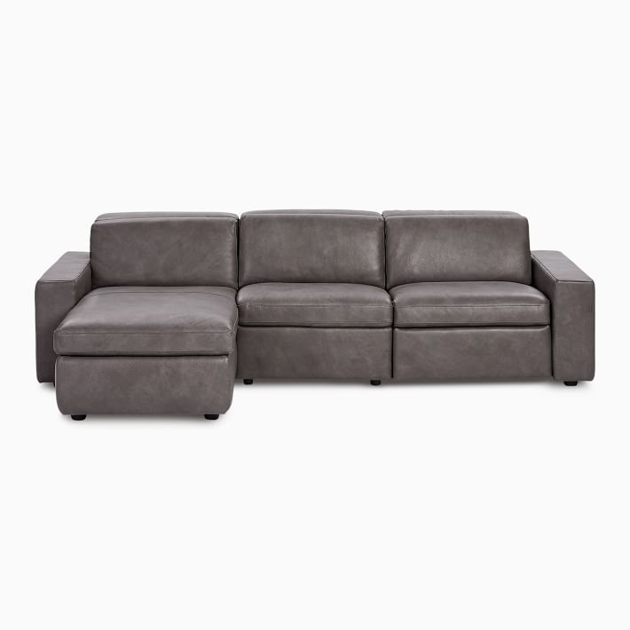 Enzo Leather Reclining Chaise Sectional 108