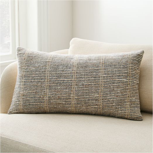Wool Striped Grid Lumbar Pillow Cover by West Elm