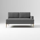Open Box: Andes Right Arm 2-Seater Sofa - Performance Velvet Pewter, Blackened Brass