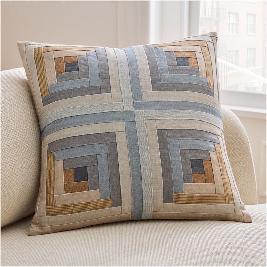 Modern Log Pieced Pillow Cover by West Elm