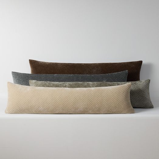Corded Bias Velvet Lumbar Pillow Cover by West Elm