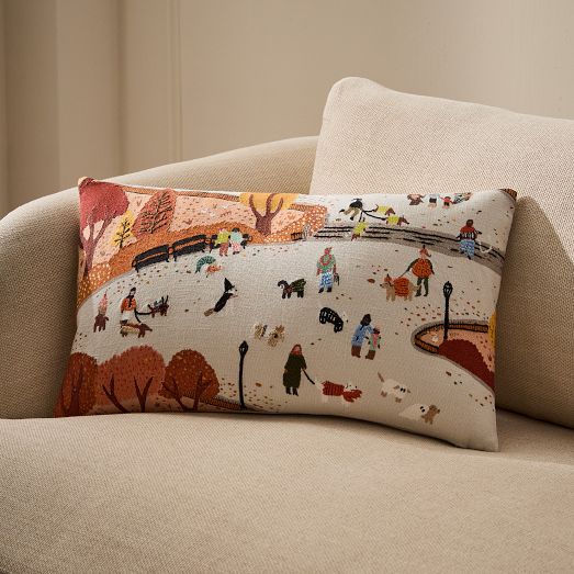 Nicole Cicak Halloween Dog Park Pillow Cover by West Elm