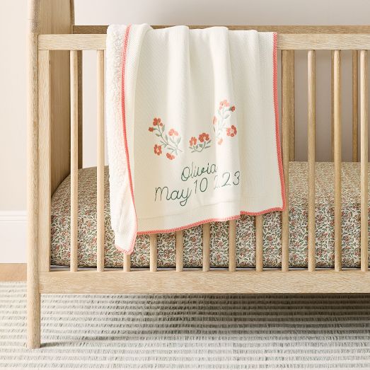 Pink Chicken Floral Baby Blanket by West Elm